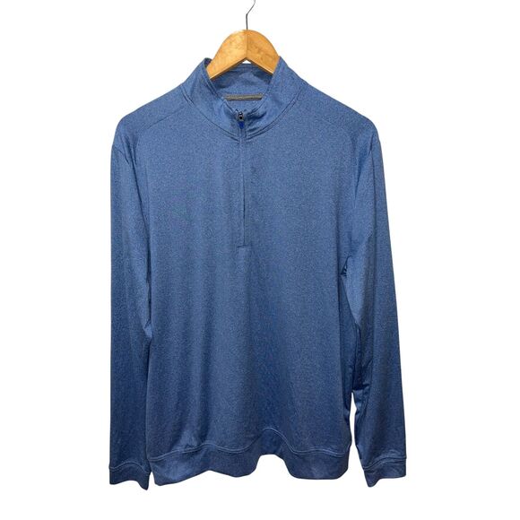 Johnnie-O Flex Pullover Sweater Size Medium Laguna Blue Quarter Zip 4way Stretch - Picture 2 of 9
